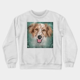 Contemporary Painting of an English Setter with Brown Freckles Smiling Crewneck Sweatshirt